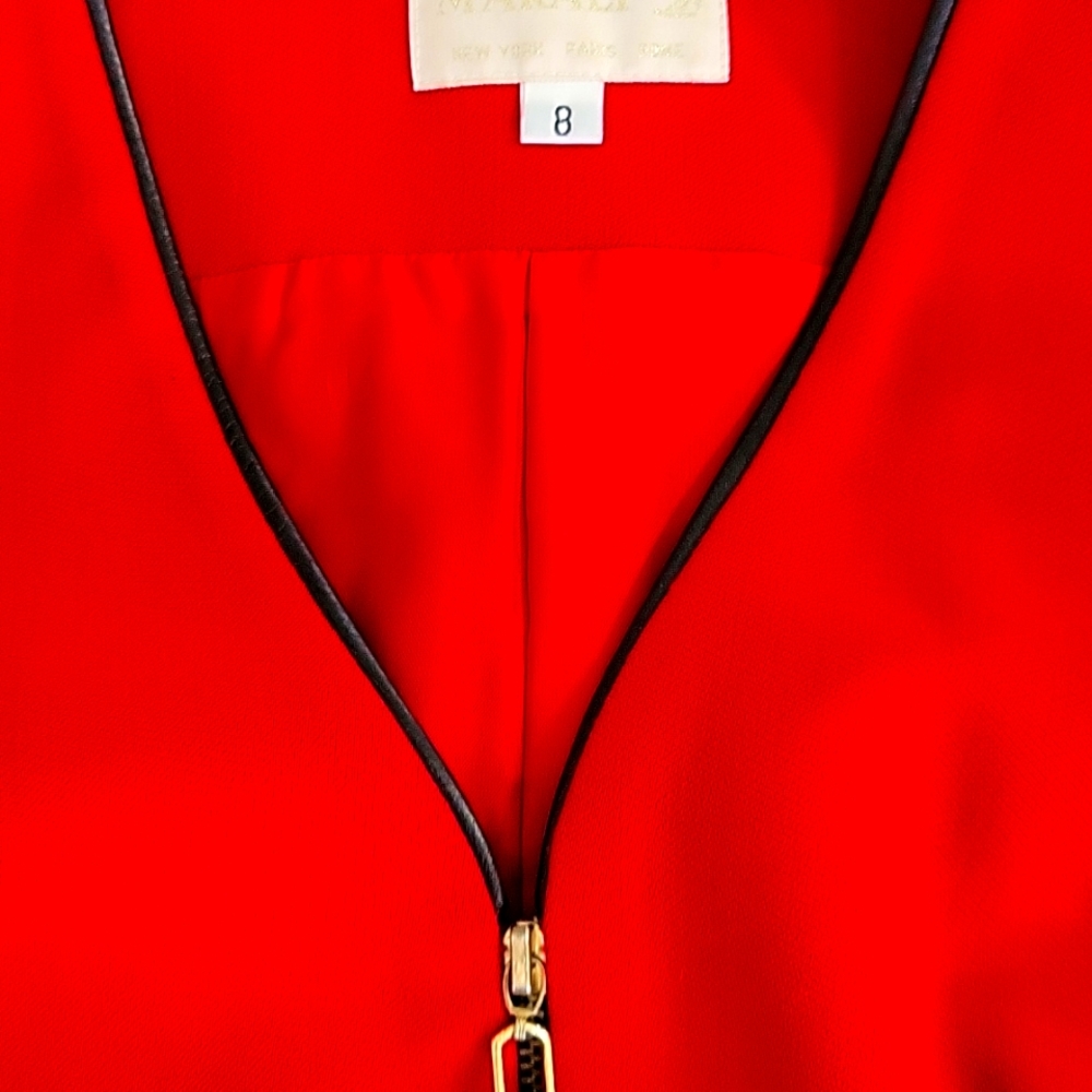 RED AND BLACK LEATHER DETAILED VEST - Picture 3 of 6